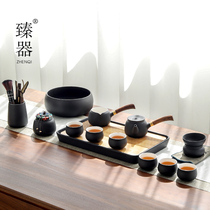 Zhen Kung Fu tea set home living room simple ceramic dry bubble tea tray office light luxury whole set of gift box