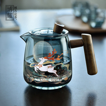 Creative glass bubble teapot single pot filter tea water separation pot one person with flower teapot kung fu tea set small boiled teapot