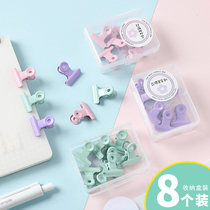 Macaron cute long tail clip storage box color ticket clip small clip fresh student metal dovetail clip