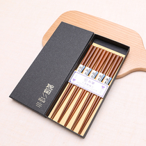  Japan imported chopsticks Family one person one chopsticks high-end household pointed mildew-proof Japanese paint-free solid wood chopsticks