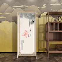Screen partition wall New Chinese style small household entrance Living room Folding mobile Modern simple office brake