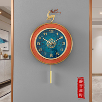 2021 new modern light luxury home fashion deer head wall clock living room creative decoration clock Wall atmospheric clock