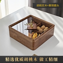 Solid Wood candy dried fruit storage box with lid dried fruit plate Nordic light luxury home living room melon seed snack fruit plate