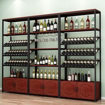 Red wine cabinet display rack supermarket liquor rack winery floor cabinet storage iron rack wine rack