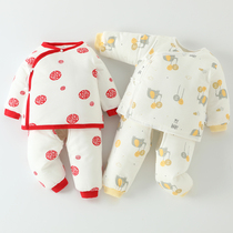 Newborn baby cotton suit 0-3 months baby winter dress thickening 6 newborn baby clothes autumn and winter pure cotton-padded jacket