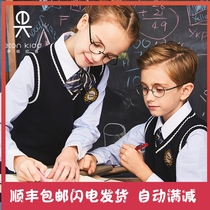 Eaton Gide school uniform V-neck girl student boy pure cotton childrens wool knitting vest 09B101