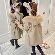 Korean girls cotton clothes autumn and winter clothes 2021 new children women plus velvet padded padded jacket coat