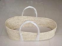 Send hard pad baby basket newborn hand basket car portable sleeping blue straw basket treasure bed shaking sound