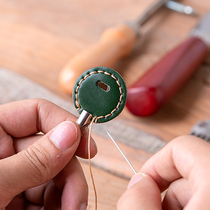 Sub-art] genuine leather key cover hand sewn round handle lock spoon protective sheath diy head layer black red cow leather