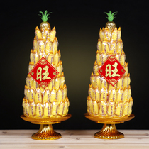 Jinyu full day corn sugar Tower tribute in southern Fujian worship offerings Chaoshan Mid-Autumn Festival worship moon Niang Jinyu full hall corn Tower