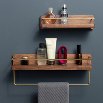 Solid wood non-perforated bathroom storage rack toilet toilet wall hanger towel rack washing table cosmetics storage rack