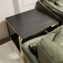 Nordic rock plate corner sofa side cabinet marble side table living room simple light luxury gold-plated stainless steel coffee table