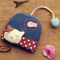 Cute Cartoon Girl Draw Rope Style Key Bag Large Capacity With Zipper Can Be Loaded With Zero Money For Dining Card Bank Card
