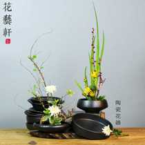 Zen retro flowerpot hydroponic landscape panel ceramic flower arrangement small Source stream Japanese Sword Mountain Flower arrangement Oriental flower path Ware