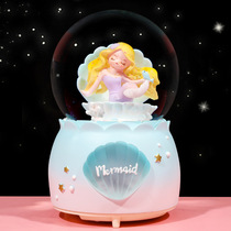 Luminous rotating snowflake crystal ball music box Girls music box ornaments girls girlfriends children birthday gifts