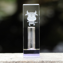Baby hair souvenir crystal seal DIY making Ox year baby newborn hair collection carved inside carving