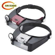 Head-mounted repair watch reading Cosmetic dentistry Embroidery Multifunctional dual-lamp double-layer lens glasses magnifying glass