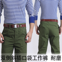65 style of good polyester card Yellow Blue army green old military pants mens summer long thin loose overalls