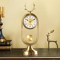 Light extravagant clock seat bell sitting room putting clock home desktop pendulum clock tabletop Eurostyle timepiece high-end sitting clock swing piece