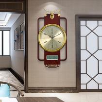 Chinese style calendar wall clock deer head perpetual calendar wall watch new Chinese living room silent clock study clock