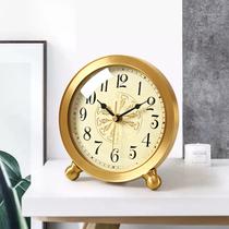 Light Extravagant Brass Seat Clock Home Desktop Desk Clock Book Room Vintage Creative Clock Pendulum decoration mute quartz clock