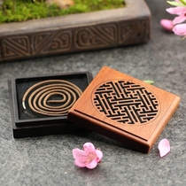 Mahogany portable hollow sandalwood box Lying incense burner Household solid wood square incense box Indoor Zen tea ceremony plate incense burner