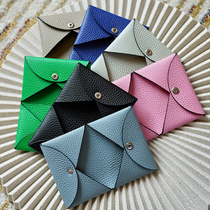 Head-layer cow leather original pure manual press button folio Calvi card bag name sheet clip zero wallet multicoloured optional