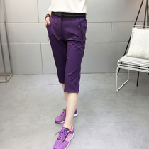 Quick-drying cropped pants women's 2021 summer light breathable stretch outdoor sports running shorts quick-drying pants exploration