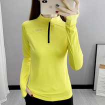 Elastic velvet quick-drying T-shirt womens long sleeves slim slim autumn winter running exercise outdoor hiking suit
