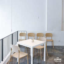 Net red Nordic hipster table and chair milk tea shop table and chair combination set white four-legged dining table plastic backrest dining chair