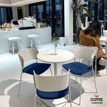 Solid Wood round table negotiation table plastic backrest commercial home dining chair Net Red simple chair designer chair Nordic dining chair