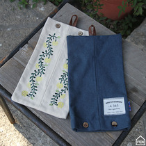FEN SHOP Jingfen Grocery Canvas Tissue Set Tissue Paper Embroidery Car Logo Pure Cotton Tissue Storage Exported to Japan