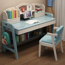 Solid wood desk bookshelf one table Primary School writing desk chair set for childrens home girl bedroom study table
