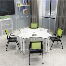 New mobile training class table and chairs School computer desk Students Smart Classroom Discussion Table stool Alien splicing