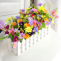 Fields Garden Wind Solid Wood Fence Emulation Flower Suit Summer Home Fake Flower Art Indoor Room Campus Placement Decorations