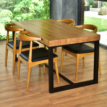 American loft Modern simple retro Wrought iron solid wood dining table Office desk Antique painting and calligraphy table Rectangular workbench