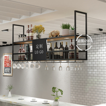 Bar ceiling goblet rack Wrought iron wall cabinet Bar upside down wine glass rack Industrial style restaurant hanging decorative hanger