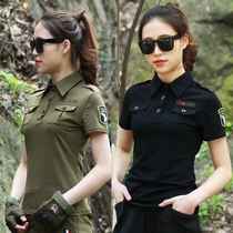 Sailor dance costume female summer top stretch cotton army fan large size square dance performance eagle head short sleeve t-shirt female