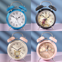 Silent students use bed head alarm clock to create childrens multi-function electronic with night light metal bell alarm clock alarm clock