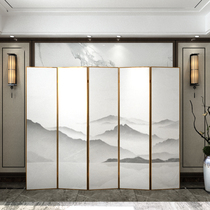 Aluminum alloy new Chinese-style custom screen partition living room office indoor dining room folding mobile folding screen landscape