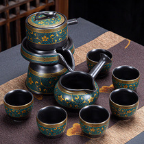 Ceramic tea set office home set antique stone mill tea set lazy semi-automatic tea maker simple