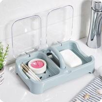 Soap box Suction cup Wall-mounted dormitory bathroom portable punch-free drain rack Student double-layer soap box