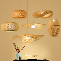 Simple Southeast Asian style bamboo chandelier tea room Zen lamp new Chinese homestay pastoral lamp private room tea house lighting