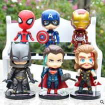 Superman 6-Piece revenge anime hand toy model doll Q version iron man spider man cake decoration