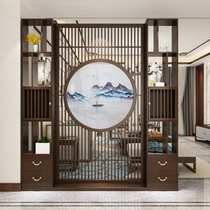 Custom new Chinese embroidery log screen cabinet living room solid wood partition Chinese entrance porch office rack
