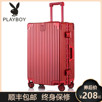 Playboy trolley case universal wheel suitcase female durable aluminum frame suitcase male password boarding box student