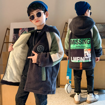 Balazzosi boys winter clothes plus velvet jacket padded clothes padded clothes boys tide Wool Lamb velvet pellet Velvet
