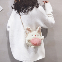 Girls cute plush bag foreign-style rabbit fashion Childrens shoulder bag 2021 new baby change small backpack