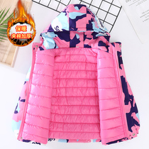 Childrens clothing girls autumn winter jacket 2021 new girls winter plus velvet thickened foreign wind coat cotton jacket