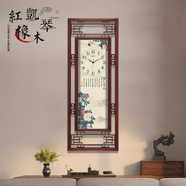 Kaiqin atmospheric new Chinese style silent living room solid wood wall clock square wall watch Bedroom clock Study quartz clock